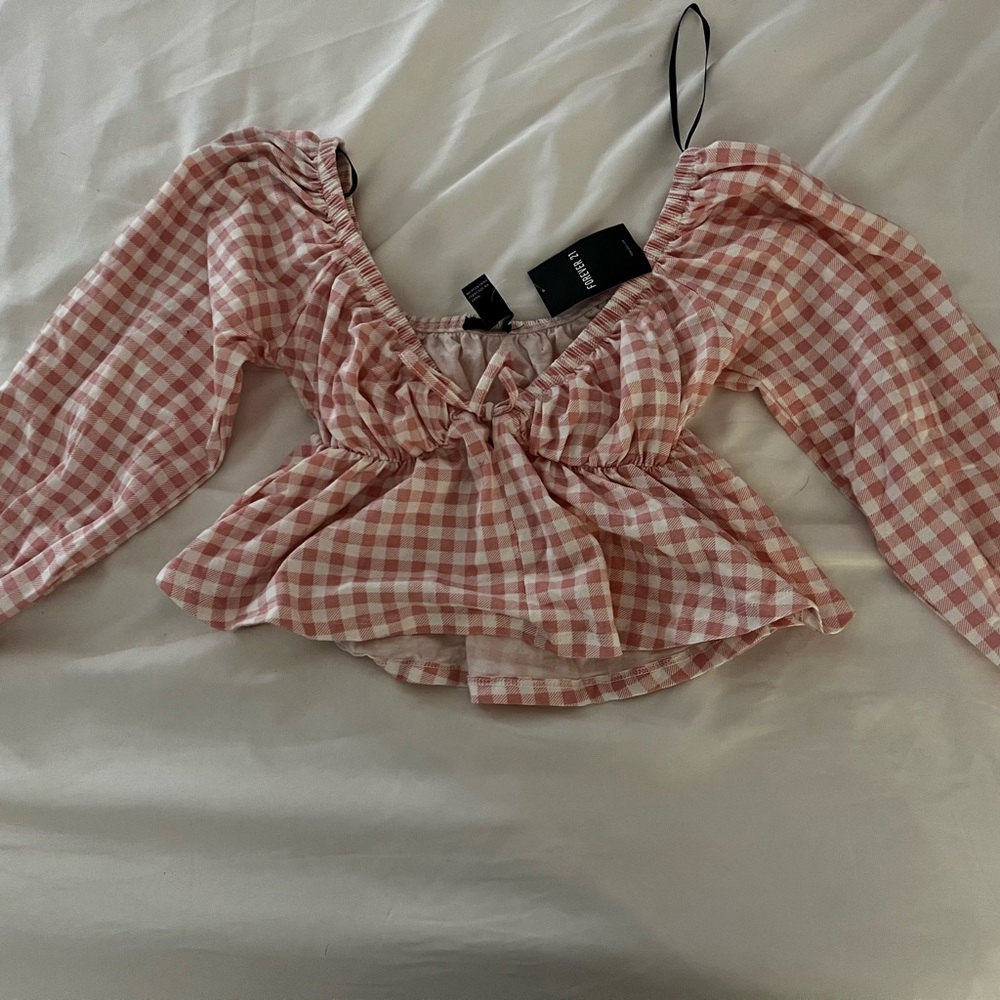 Pink Gingham Cropped Shirt